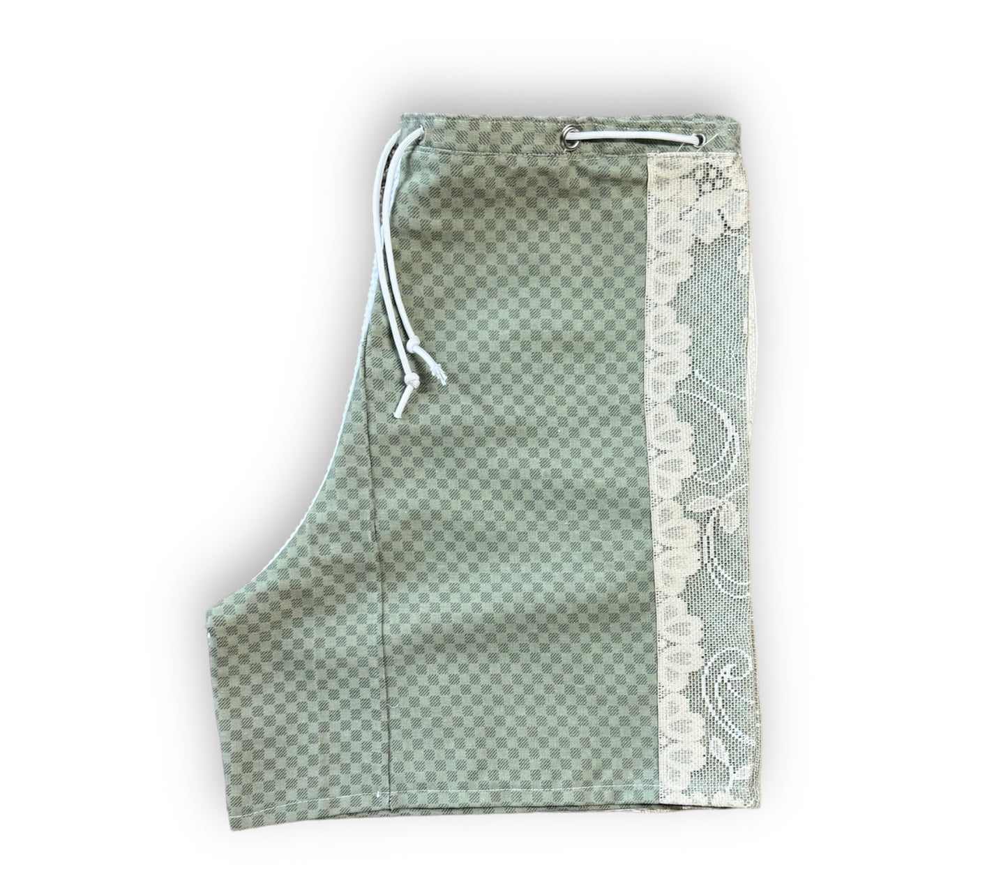 Green Checker/lace shorts